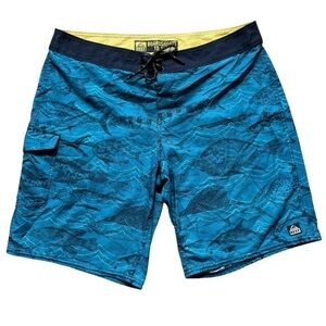 REEF Men's Blue 10” Ocean Fish Print Board Shorts Size 36 Summer Casual Beach